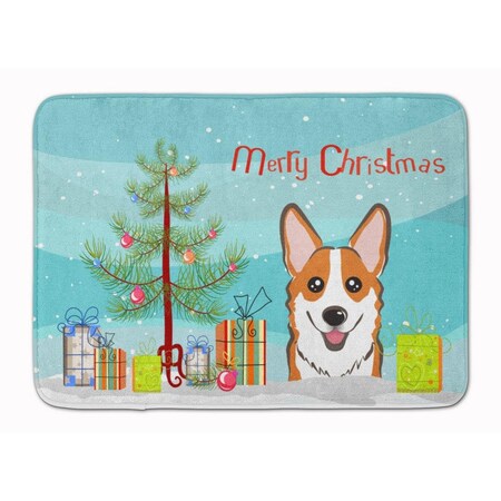 Carolines Treasures Christmas Tree and Red Corgi Machine Washable Memory Foam Mat BB1626RUG